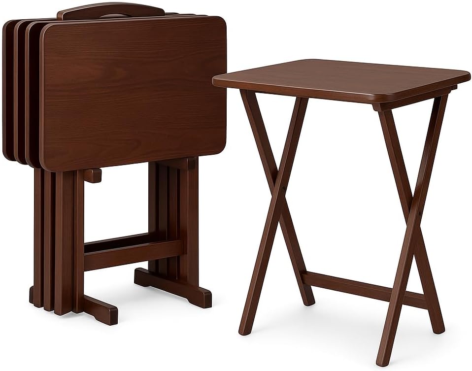 Ergode Folding TV Tray Set of 5 - Durable Small Folding Tables, X-Frame Desig...