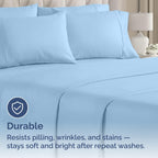King Pillow Cases - 4 Pack - Super Soft Pillowcase Covers - Envelope Enclosure - Hotel Quality Pillow Protectors - Wrinkle Free, Shrink & Stain Resistant - Machine Washable - 20" x 40" (Light Blue)
