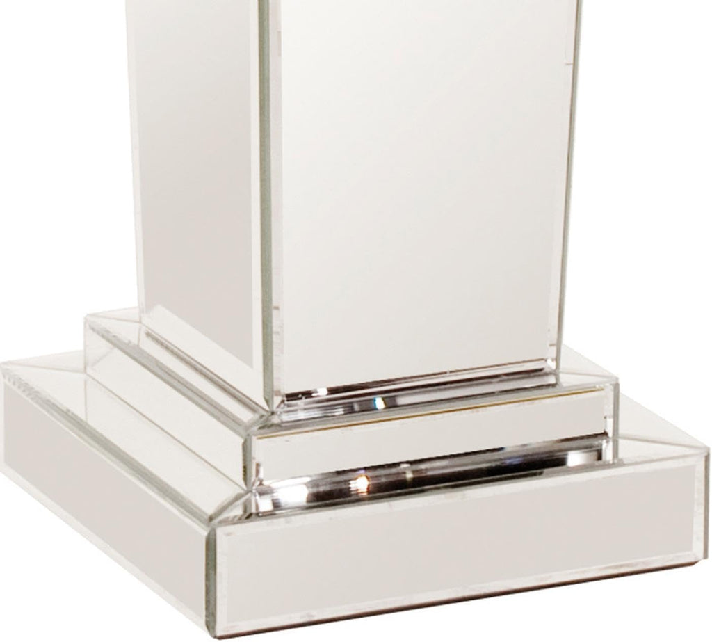 Howard Elliott Collection Tapered Mirrored Pedestal Accent Table, Elegant Modern Bed Side Style, Mirrored Finish Design, for Bedroom, Entryway or for Any Room, 15 x 15 x 36 Inch,