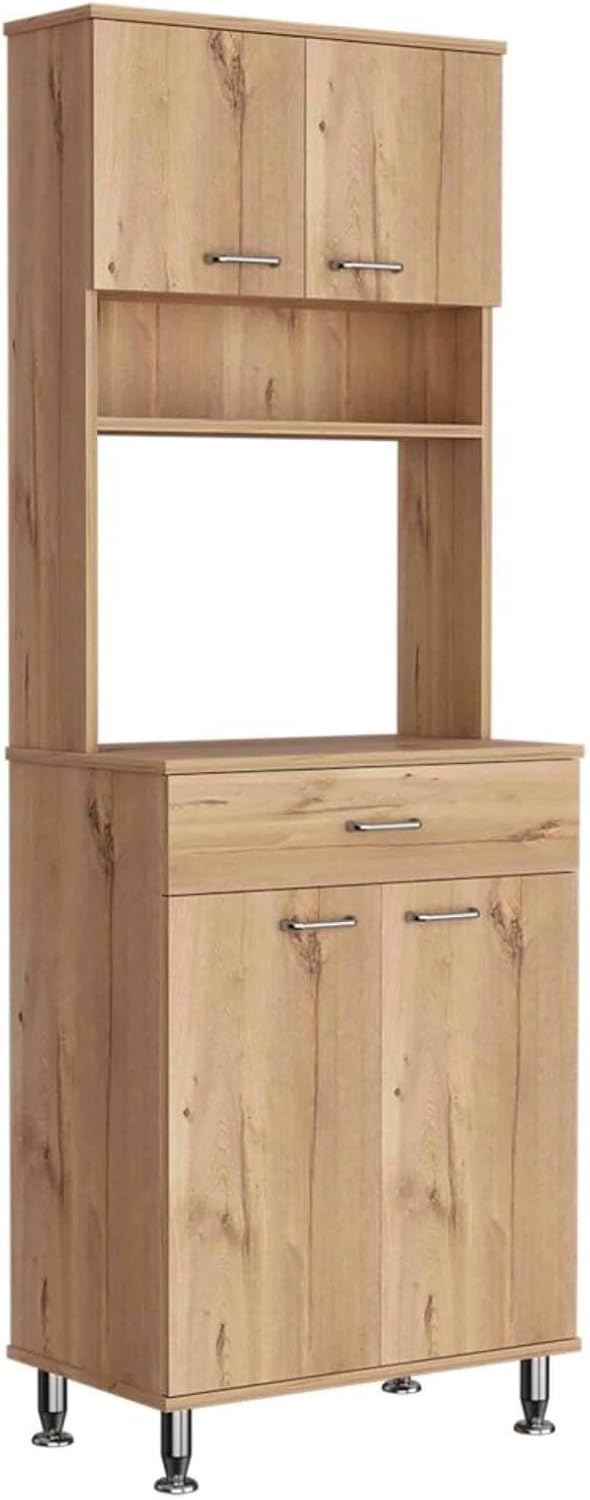 60" Freestanding Kitchen Panty Solid Wood Food Pantries with Storage She...
