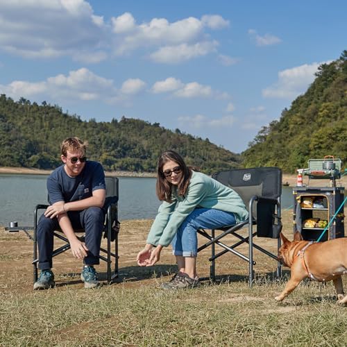 TIMBER RIDGE Lightweight Oversized Camping Chair, Aluminum Directors Chair wi...