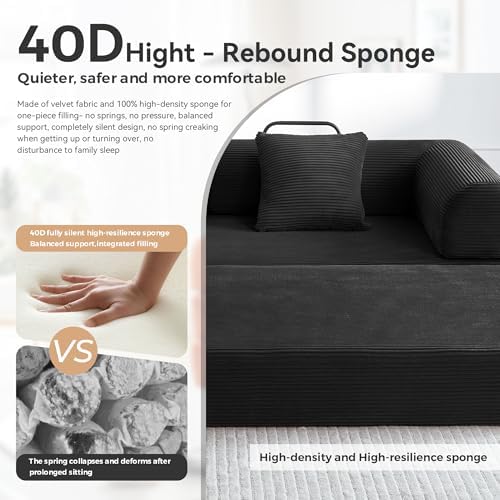 79" Convertible Sofa Bed, Couch for Living Room (Black)
