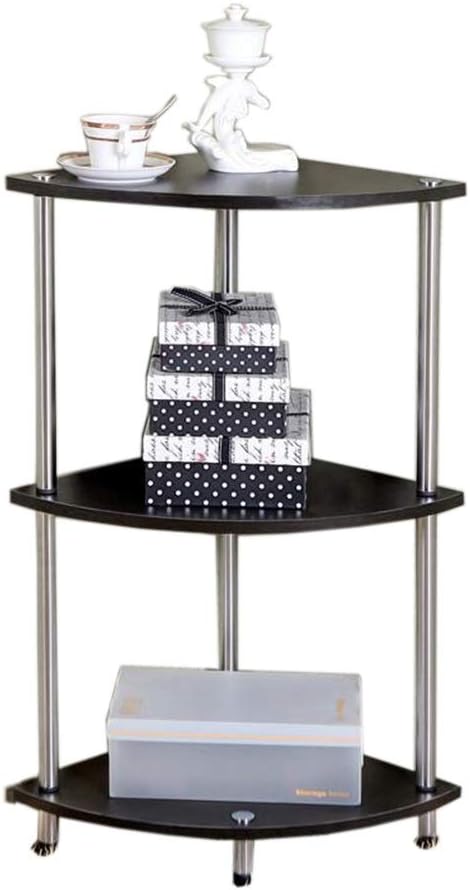 Telephone Table, Fan-Shaped Corner Side Table,3-Layer Rack,Assemble The Coffe...