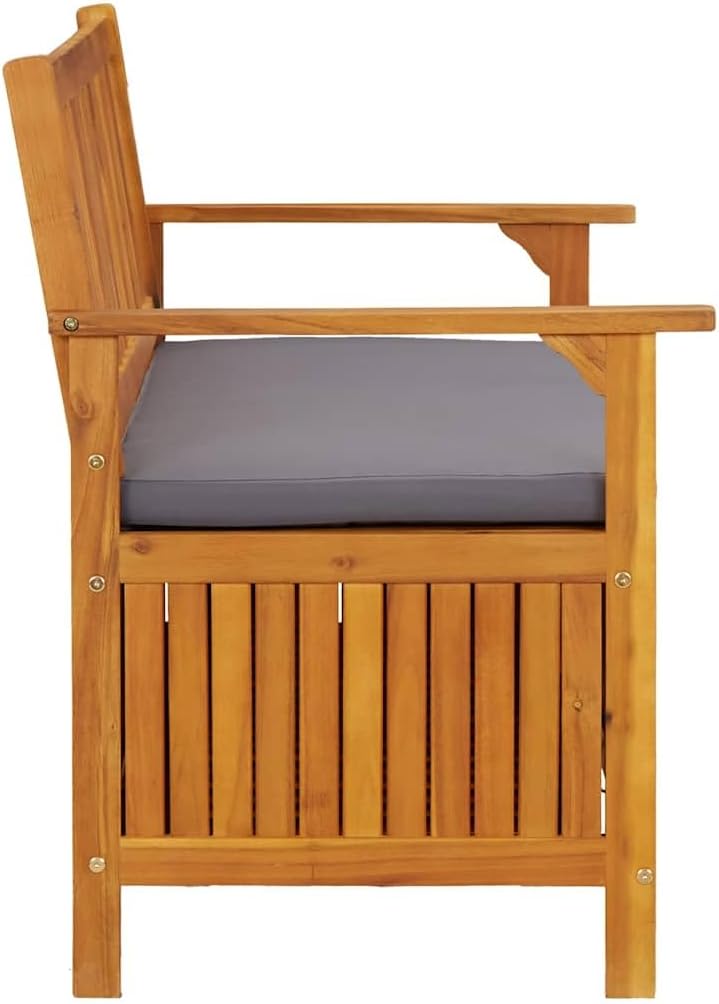 Patio Storage Bench with Cushion, 47.2 Inch Solid Acacia Wood Outdoor Garden ...