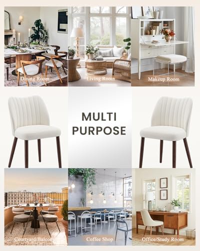 Upholstered Dining Chairs Set of 6, Farmhouse Fabric Kitchen Chairs with Soli...