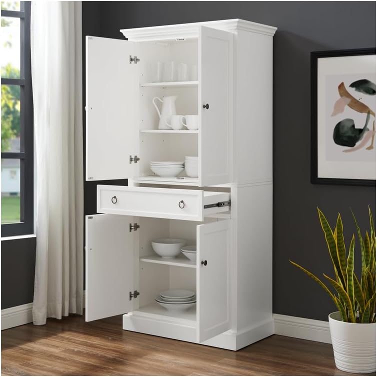 Maykoosh Pantry Cabinet - White Kitchen Storage - 18" D x 33" W x 7...