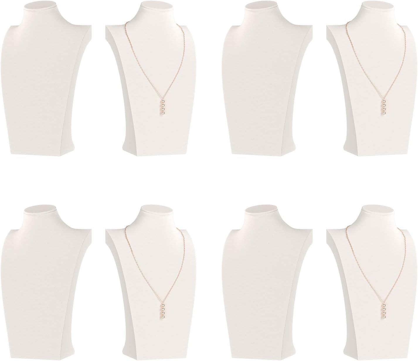Necklace Bust Display Stand, Necklace Holder, Pendant Chain Necklace Organizer for Women (Beige Velvet, L 2PCS)