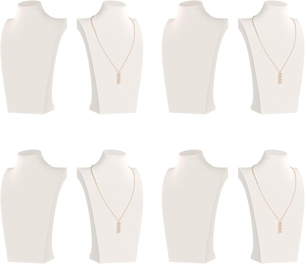 Necklace Bust Display Stand, Necklace Holder, Pendant Chain Necklace Organizer for Women (Beige Velvet, L 4PCS)