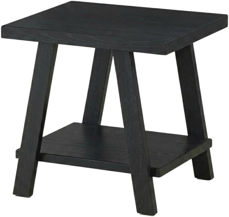 Furnifact Black, End Side Table, MDF Construction, Open Shelf, Durable Home D...