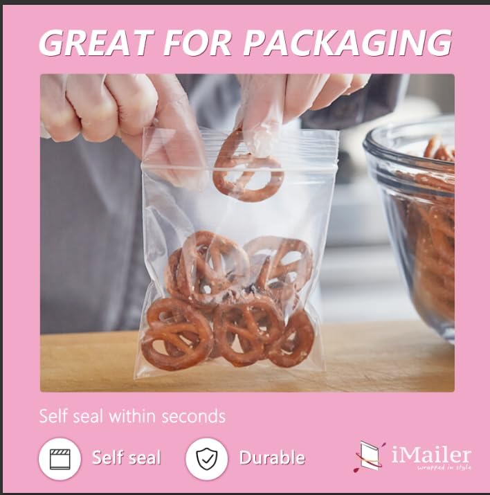 iMailer - 100 Pcs- 8" x 10" Plastic Zip Poly Bags- Clear Resealable Zip Bag for Art Prints, Brochure, Photoes, Handicraft Gift