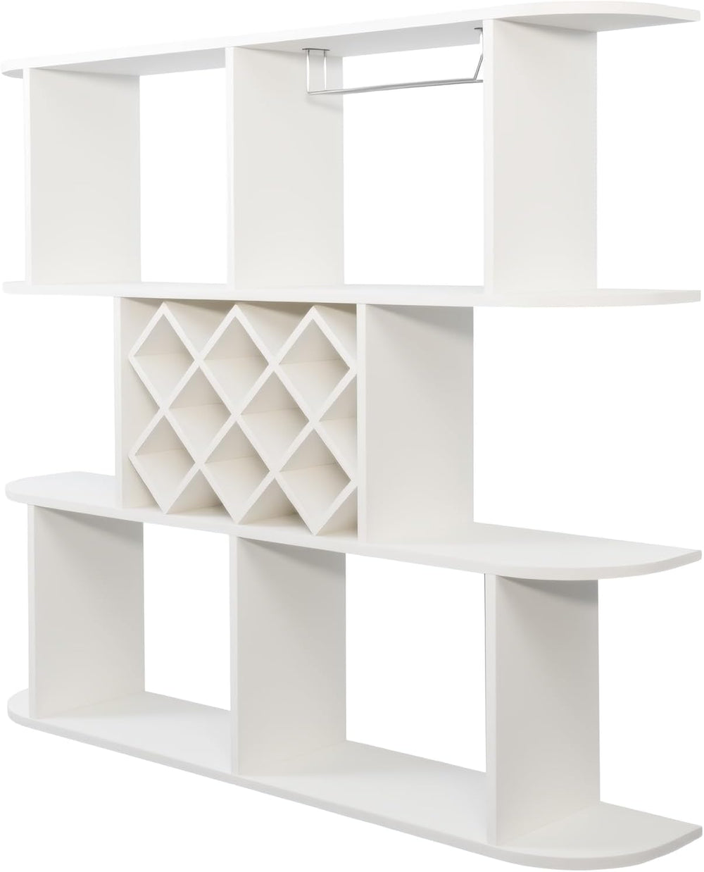 Large Wall Mounted 3 Tier Rustic Bottle Wine Rack - Multifunctional Wooden Wi...