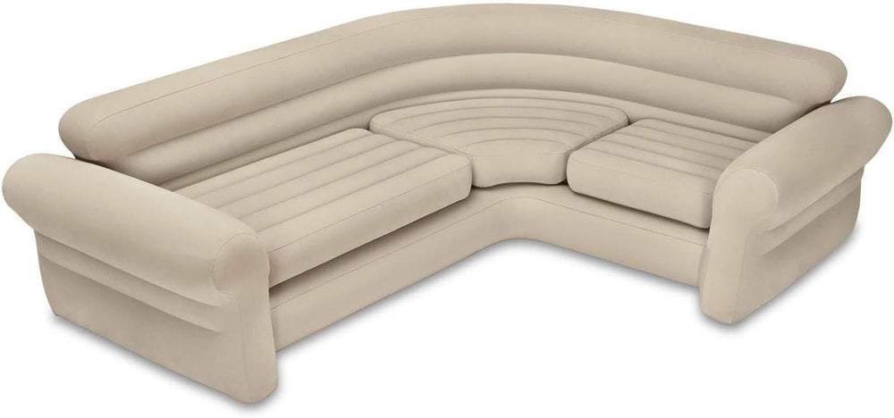 Intex Inflatable Corner Living Room Neutral Sectional Sofa & Lounge Chair...
