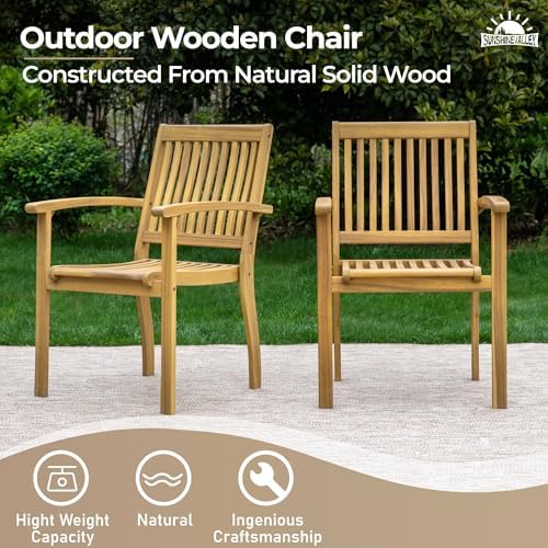 SUNSHINE VALLEY Acacia Wood Patio Dining Set for 8, Expandable Table