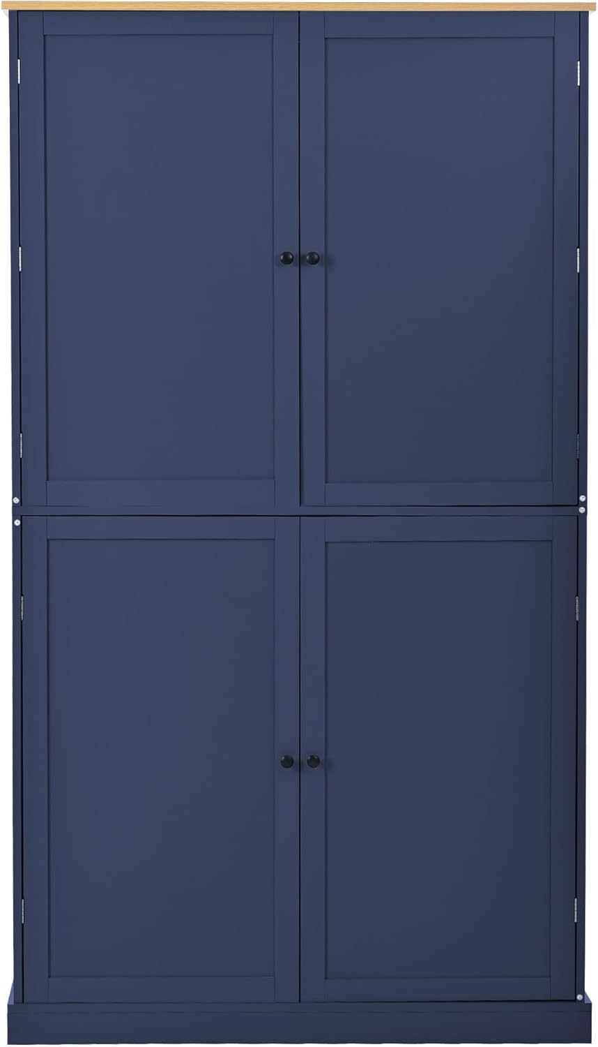 Tall Kitchen Pantry with 2 Drawers, 2 Adjustable Shelves and 8 Door Shelves, ...