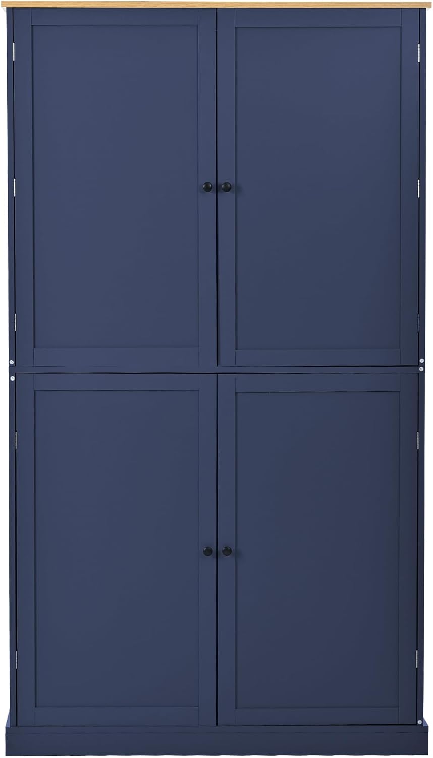71.3'' Tall Wood Kitchen Pantry, Farmhouse Food Pantry Cabinet with 8...