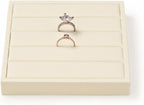 Oirlv Microfiber Velvet Ring Display Stand Small Ring Tray Showcase Jewelry Display Home Organizer(Beige)