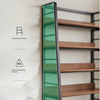 5-Tier Ladder Shelf - Tall Freestanding Wood & Metal Bookshelf for Living Room, Bedroom, Balcony - Stylish Storage Solution for Home Decor