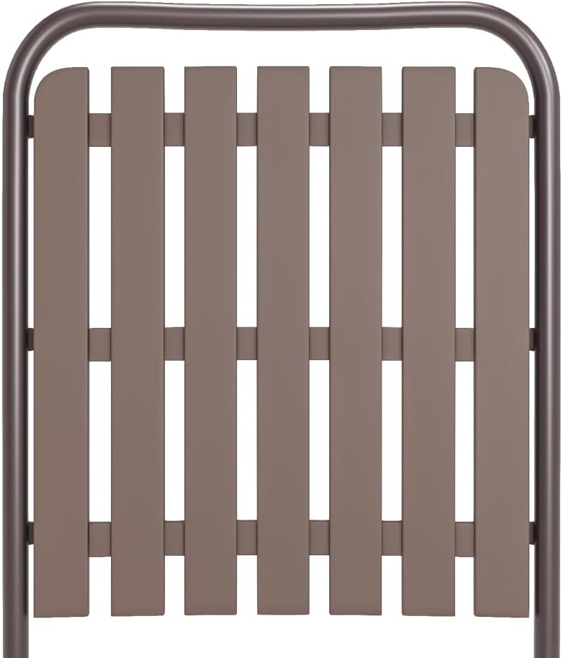 Patio Folding Chairs, Set of 2 Brown Outdoor Portable Chairs with 350 lb Capa...