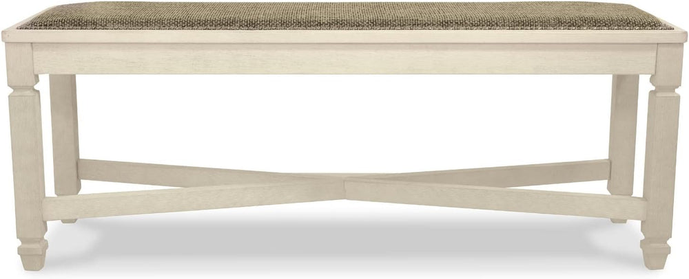 Signature Design by Ashley Bolanburg Upholstered Dining Bench, 50", Whit...