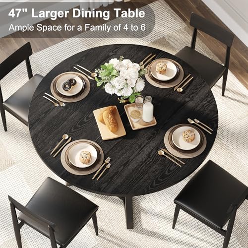 knoworld 47" Round Dining Table for 4, Kitchen Tables Dining Room Circle...