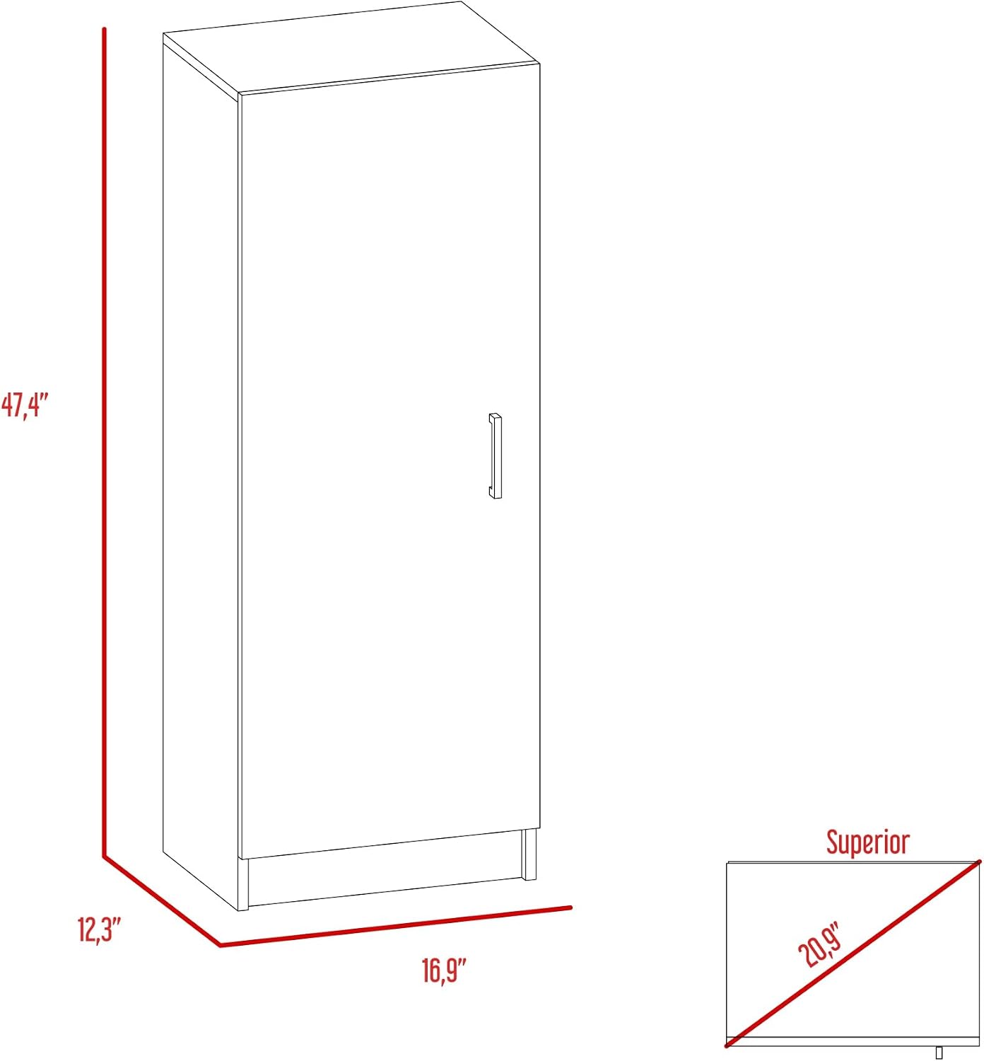 Modern Minimalist Pantry, Simple Single Door Cabinet with Storage,for Kitchen Home