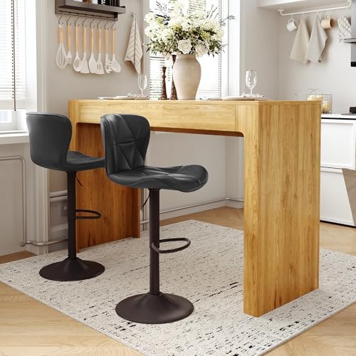 Miereirl 3-Piece Counter Height Bar Table Set, 55 Inch Oak Pub Dining Table &...