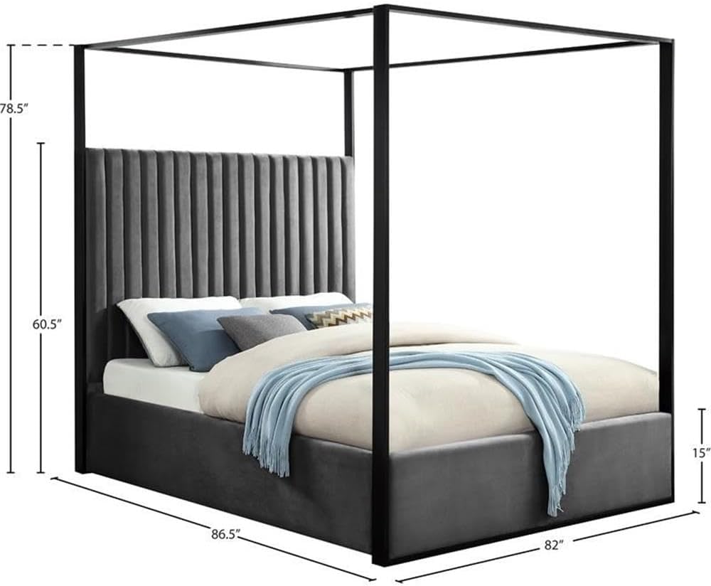 Meridian Furniture JaxGrey-K Jax Collection Modern | Contemporary Velvet Upho...
