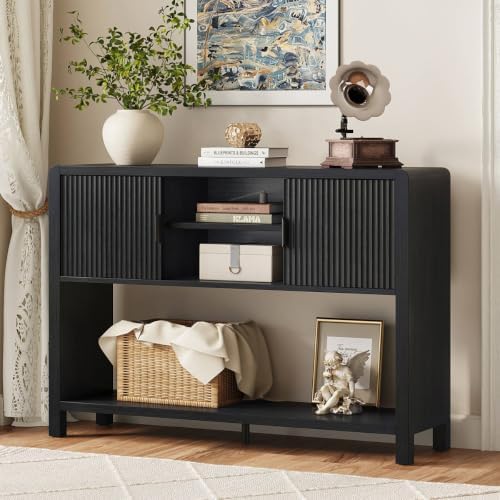 FATORRI Console Sofa Table with Storage for Entryway, 43.31" Black