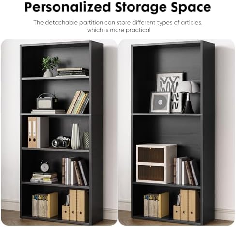 Sweetcrispy Tall Bookshelf, Book Shelf, Storage Organizer Bookcase
