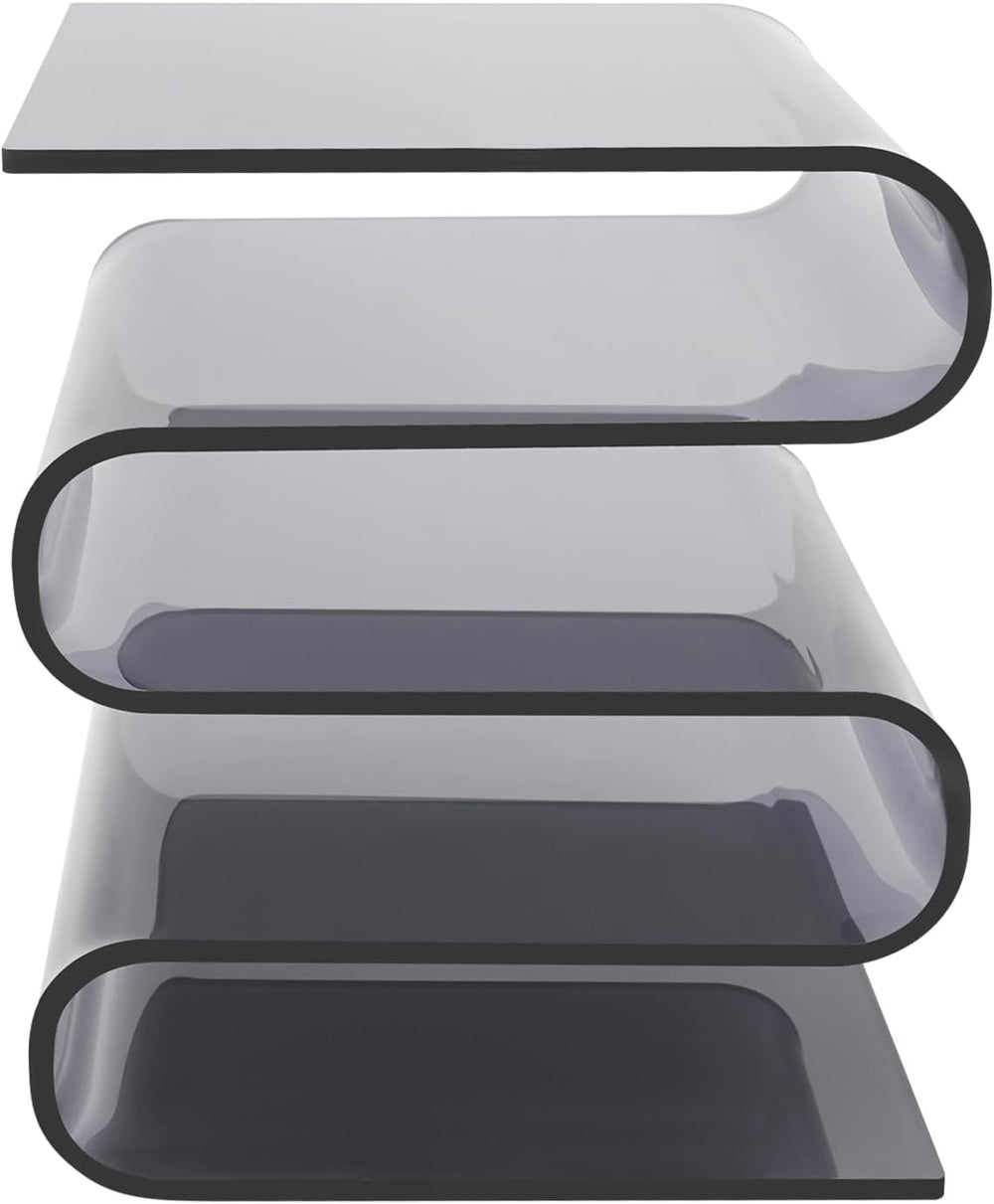 S-Shaped Acrylic End Table, Side Table for Living Room, Bedside Table for Bed...