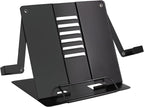 Metal Desk Book Stand for Reading with Adjustable Clips, Hands-Free Foldable Book Holder for Kids, Portable Document Stand for Desk, Display Stand for Recipes, Cookbooks, Tablets - Black