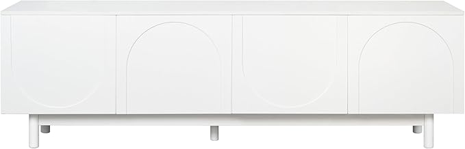 Ball & Cast Modern TV Stand with Arch Cabinets for TVs up to 78", Minimalist Entertainment Center w/Solid Wood Legs and Adjustable Shelves, Media Console for Living Room,White