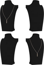 Necklace Bust Display Stand, Necklace Holder, Pendant Chain Necklace Organizer for Women (Black Velvet, L 4PCS)