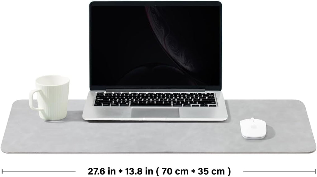 Distressed Leather Desk Mat - Non-Slip PU Desk Pad for Office and Home - Desk Organization and Accessories - Ideal for Large Mouse Pad and Desk Mats on Top of Desks(Ash Gray,27.6"x 13.8")