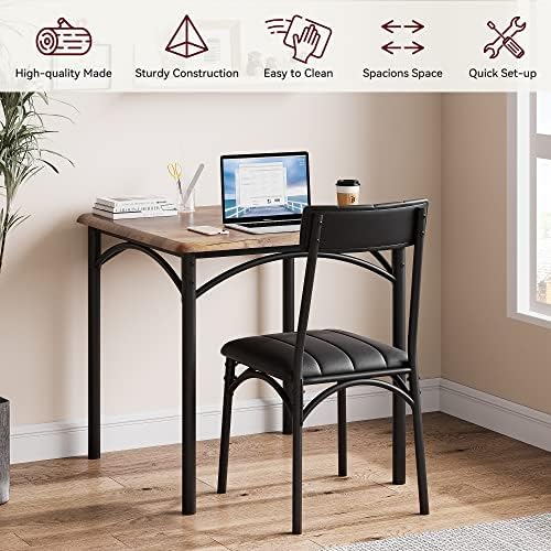 3-Piece Dining Table Set for 2, Kitchen Table Set with 2 Upholstered Chairs, ...
