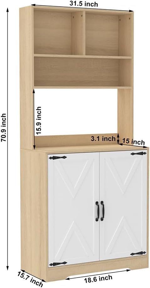 71" Kitchen Pantry Cabinet, Modern Freestanding Tall Cupboard Storage Ca...
