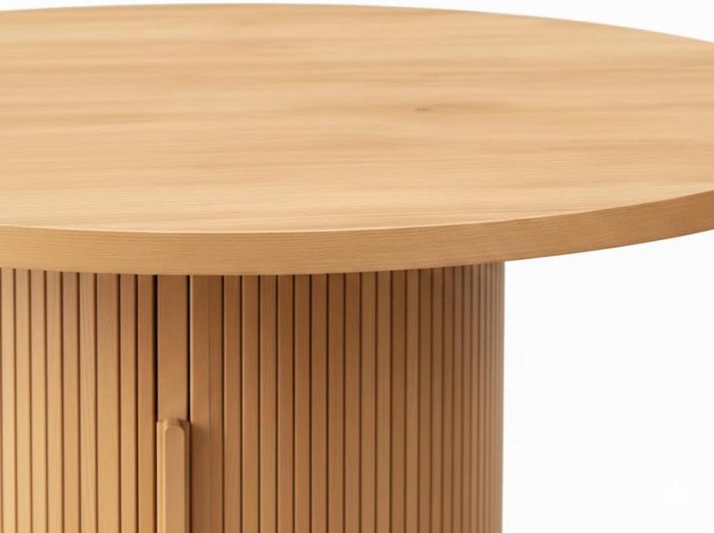 HIPIHOM Round Wooden Dining Table with Storage, 43.3” Wood Tabletop, 2-Piece ...