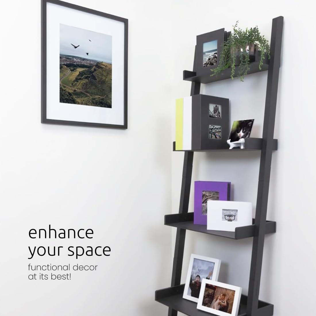 kieragrace Providence Hadfield Leaning Shelf - Matte Paint Black, 18" by 66"