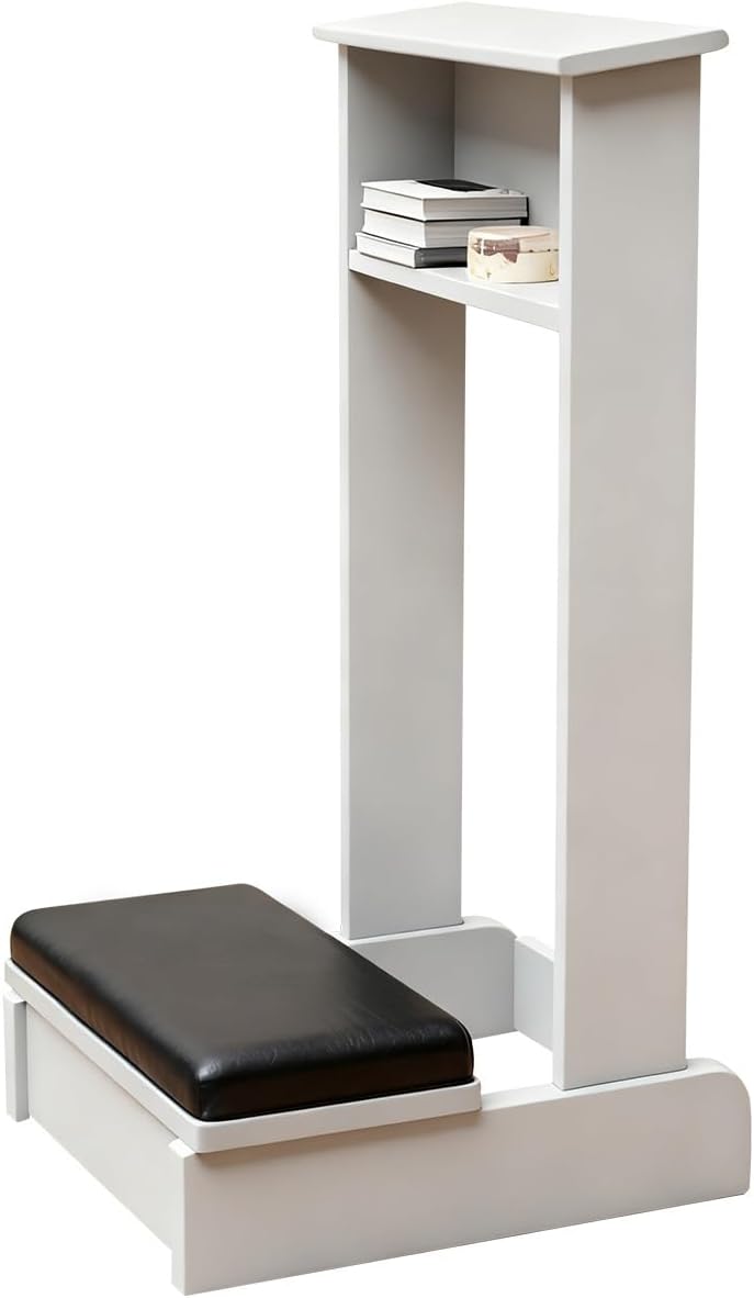 Prayer Bench for Kneeler Prayer Church Kneeling Stand Stool Prayer Table at Home Kneeling Chair 20x16.5x33 in Meditation Stool Church Table with Shelf and Kneeling Cushions(White)