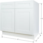 Hollywood Fabiani Design Sink Base Kitchen Cabinet 33 in. W x 24 in. D x 34-1/2 in. H, Shaker White - Solid Wood Frame, 1/2-Inch Cabinet-Grade Plywood Box, Soft-Close Doors, Ready to Assemble