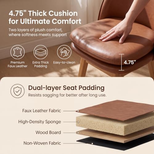 ROCITY Swivel Dining Chairs Set of 6, Faux Leather Kitchen Chairs with Solid ...