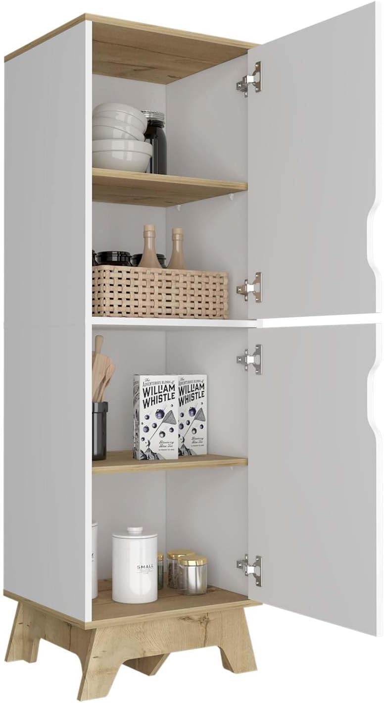 British Single Kitchen Pantry, Four Storage Shelves, Double Doors Cabinets fo...