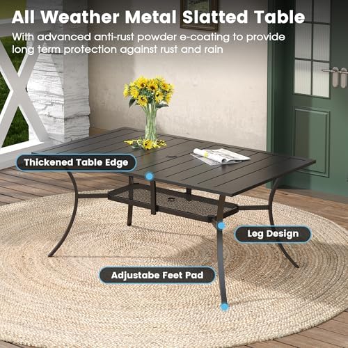 DIFY 7 Pieces Patio Dining Set for 6, Patio Furniture Includes Blue Stackable...