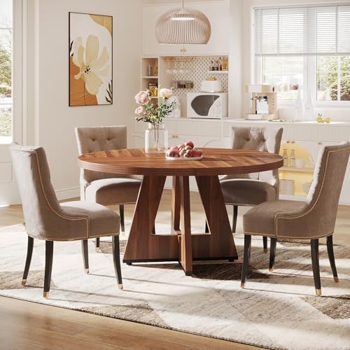 Tribesigns 47 inch Round Dining Table Wood Kitchen Table for Dining Room, 47&...