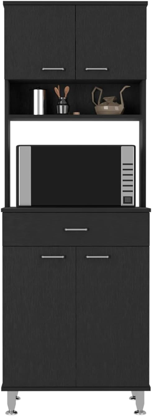 Pantry Piacenza Two-Door Cabinet for Kitchen Storage - Black Wengue Finish