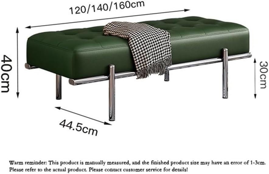 Modern Bed End Stool Shoe-Changing Bench Stainless Steel Long Leather Minimal...
