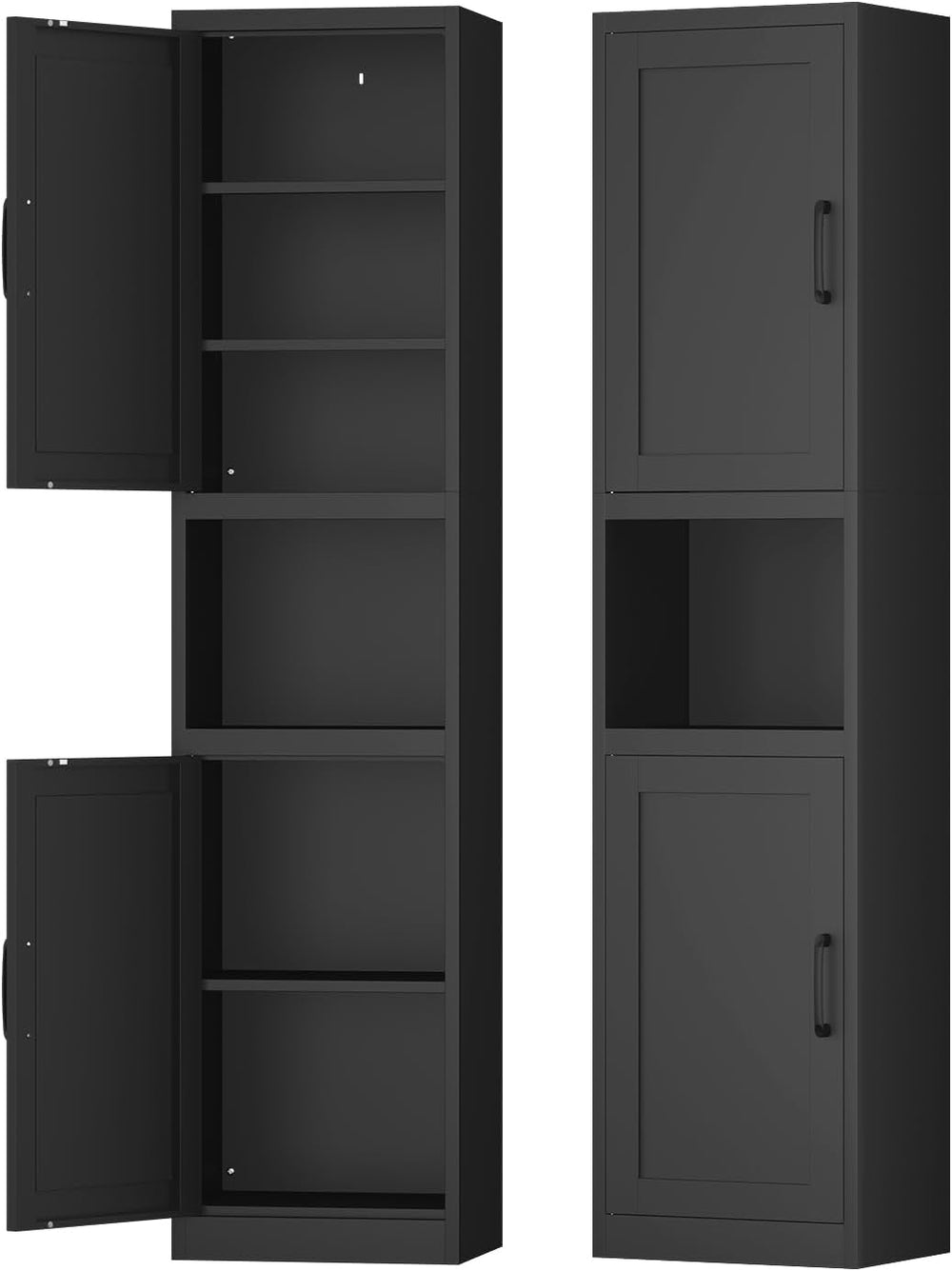 67" Tall Narrow Bathroom Storage Cabinet, Slim Metal Cabinet with Doors ...