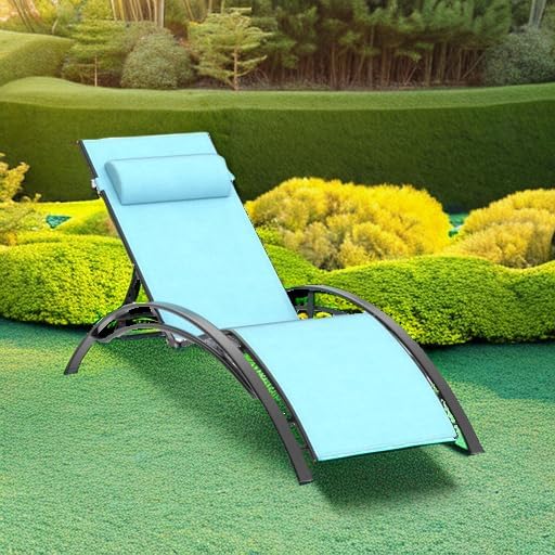 PURPLE LEAF Patio Pool Lounge Chaise Set of 3 Outdoor Chair, Turquoise Blue |...