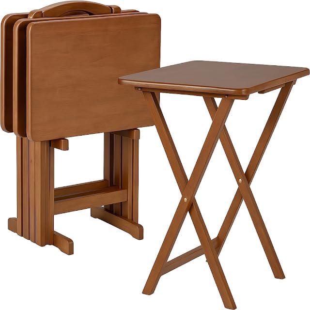 Ergode Folding TV Tray Set of 5 - Durable Small Folding Tables, X-Frame Desig...