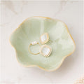 Mecaikru Ceramic Trinket Dish, Ring Tray, Decorative Jewelry Dish for Earrings Necklaces Watch Keys, for Women, White Green